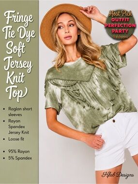 Fringe Tie Dye Soft Jersey Knit Top 𝐇𝐎𝐒𝐓 𝐏𝐈𝐂𝐊